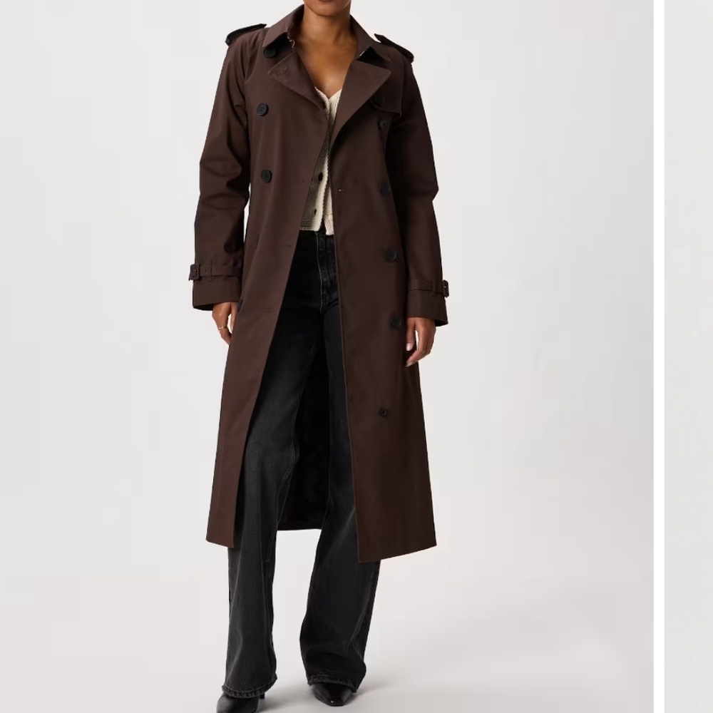 Quince Comfort Stretch Long Trench Coat - Coffee Bean